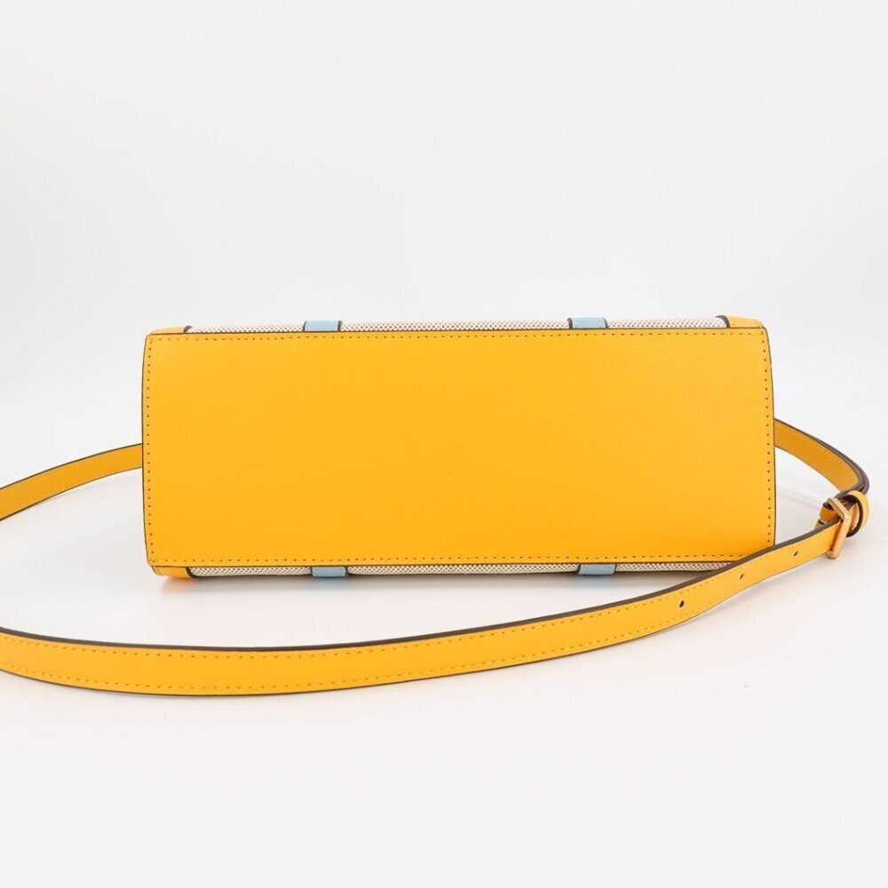 Tory Burch Blake Canvas Small Tote Blue Gold - Picture 7 of 12